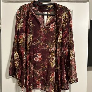 Medium Floral sheer women’s casual shirt, good condition.